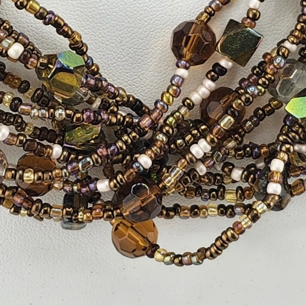 Brown Glass‎ Multistrand Bead Necklace
